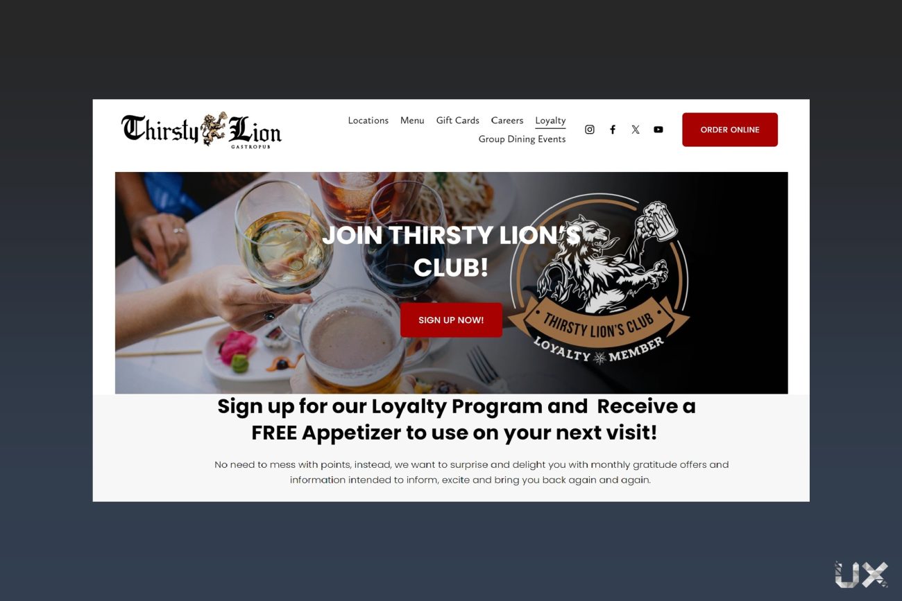 Thirsty lion gastropub - Sign Up