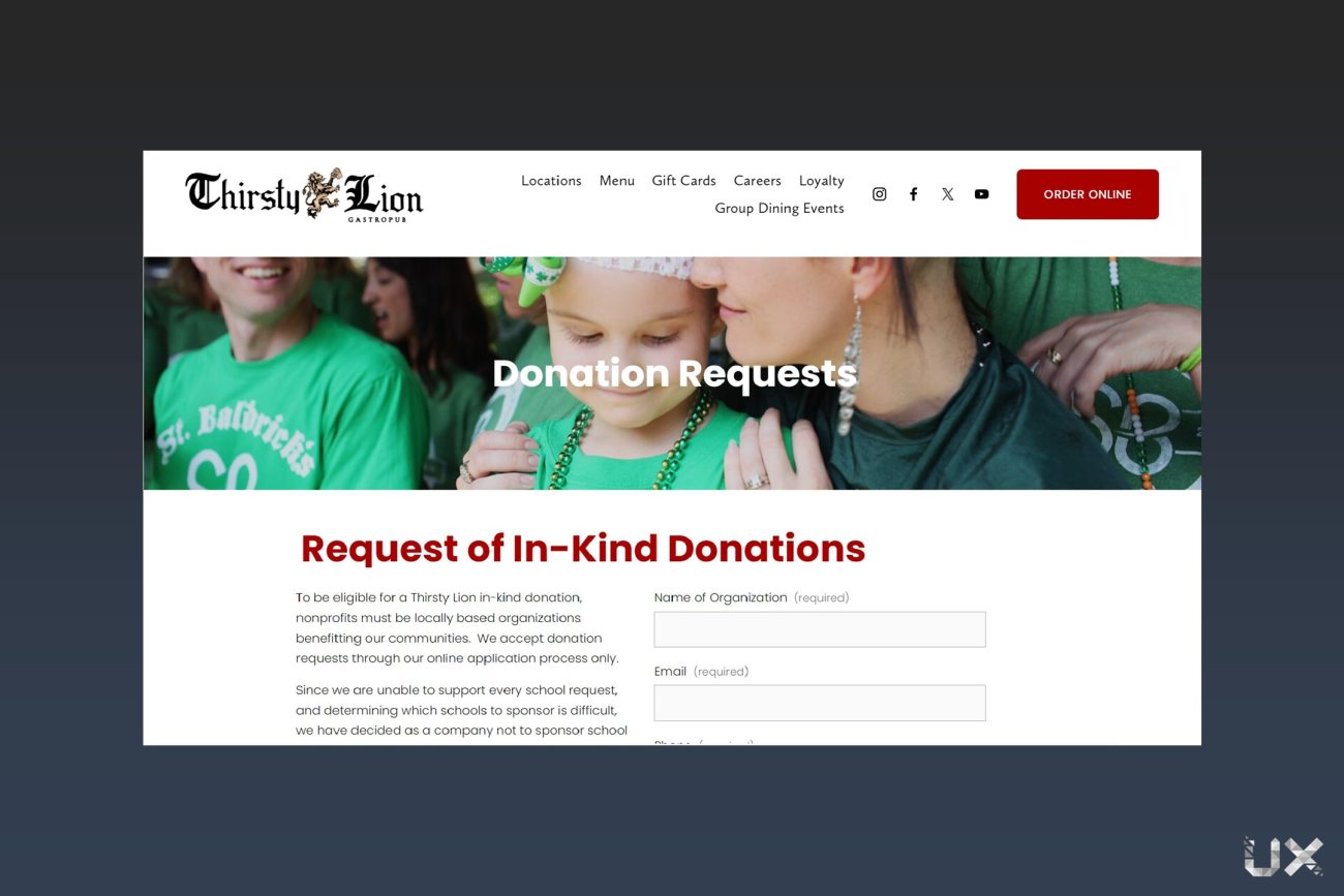 Thirsty lion gastropub - Donation Request
