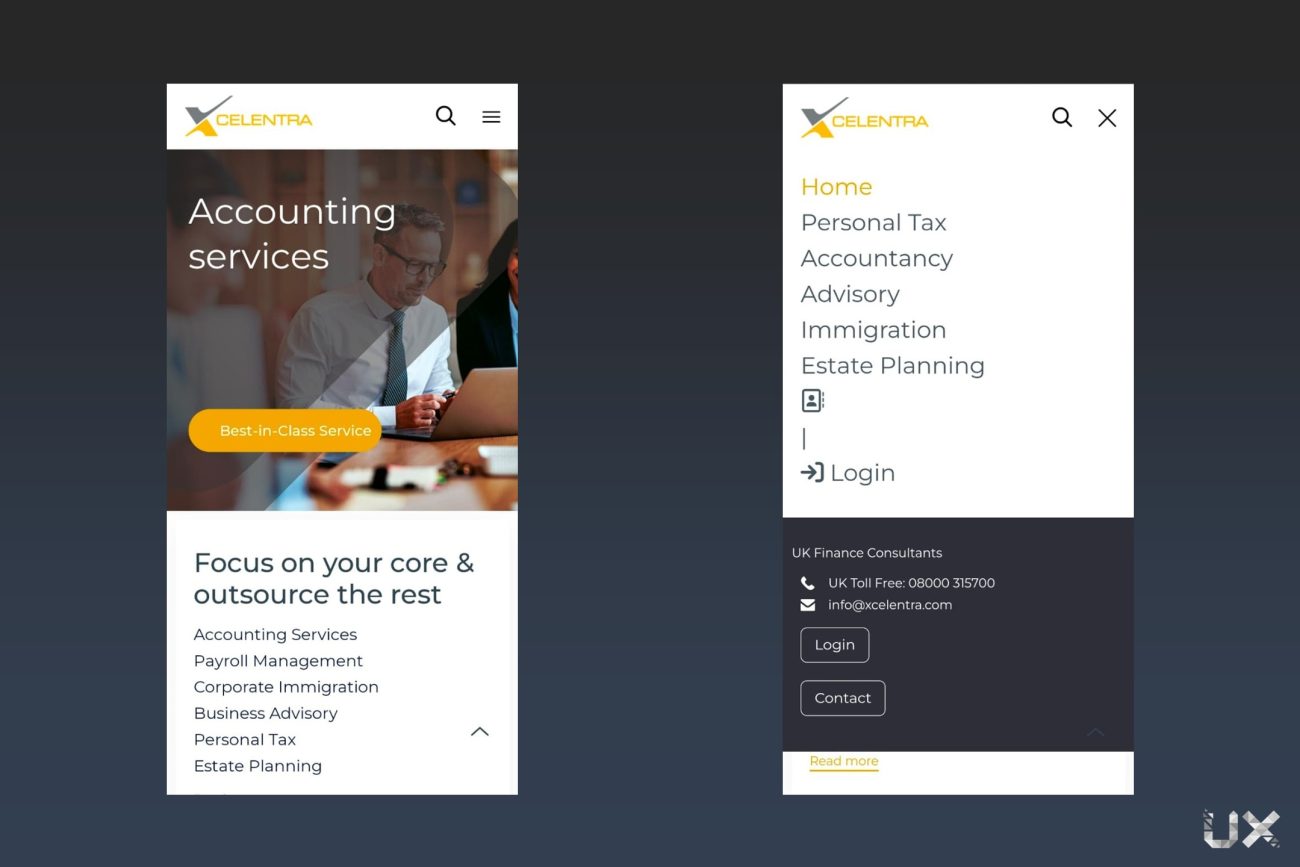 Xcelentra - Mobile View