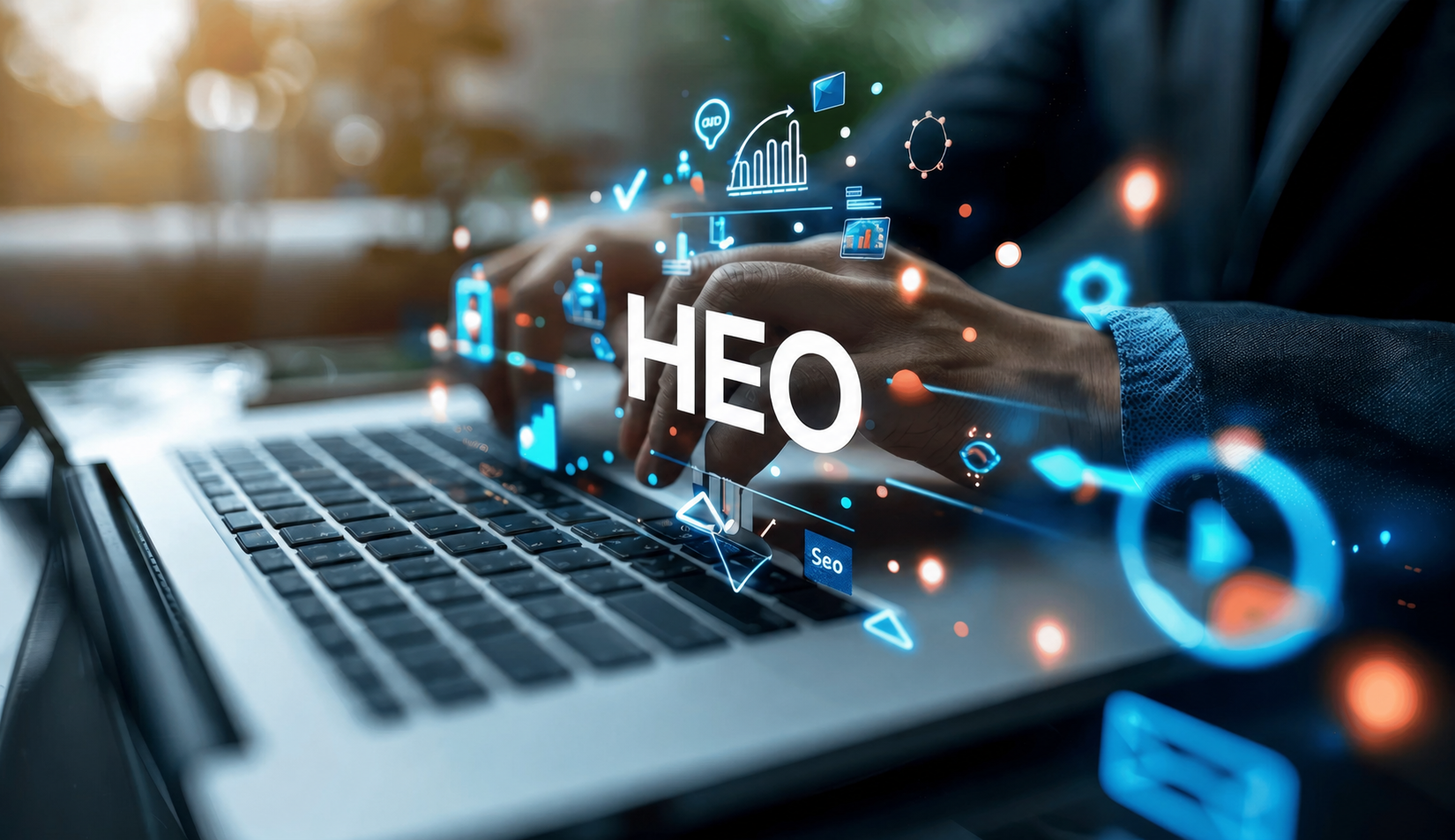 Future for SEO, AIO, ARO and GEO – What is HEO? (1) the layered "ranking + answer + citation" diagram, (2) a before/after of a paragraph rewritten in answer-first format, (3) a flowchart of how a single AI query routes across SEO, AEO, and GEO touchpoints, and (4) a screenshot-based walkthrough of the robots.txt audit step. Avoid stock images of "futuristic AI brains" — they signal exactly the kind of generic content HEO is meant to replace.